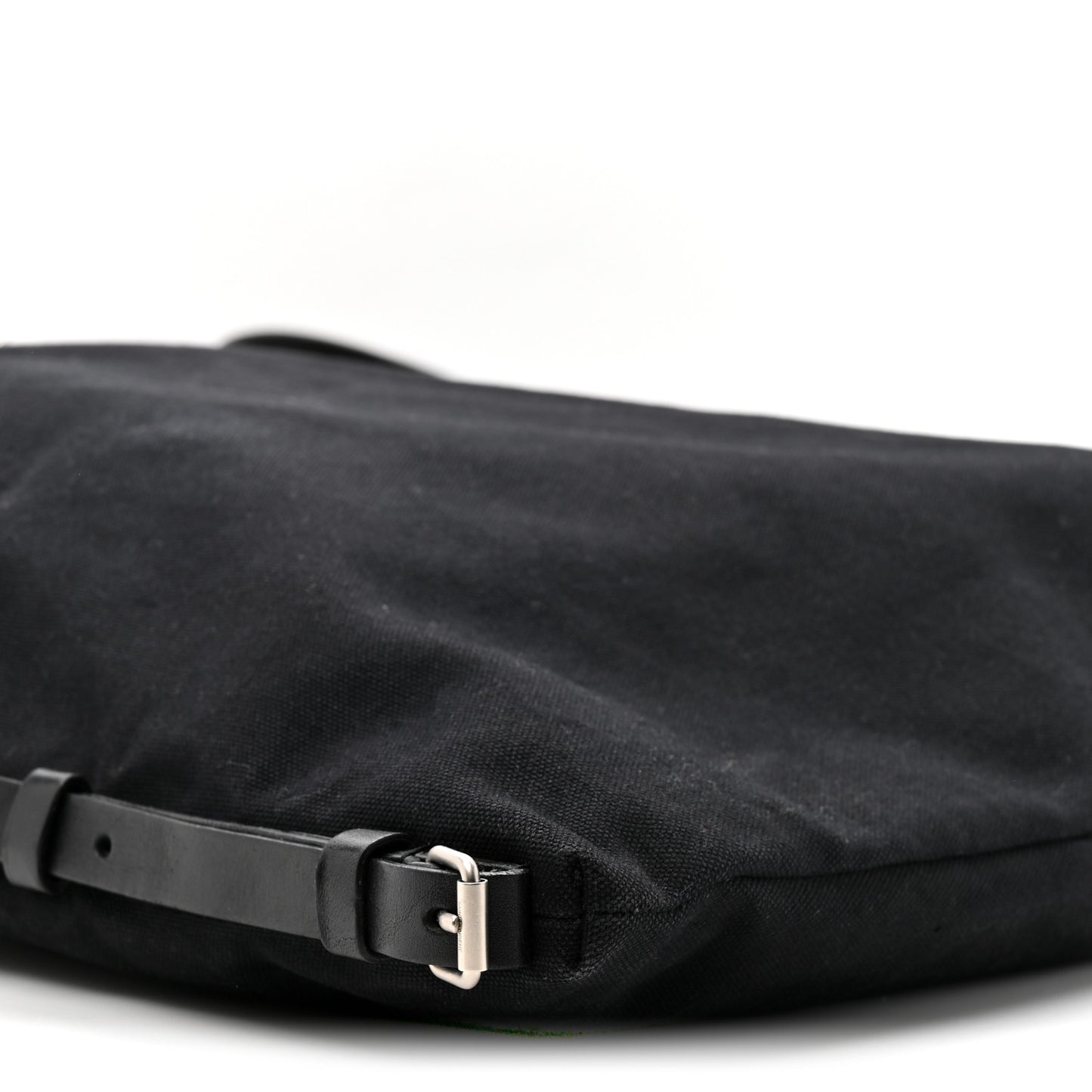 Canvas Calfskin Embossed Large Convertible ID Bag Black