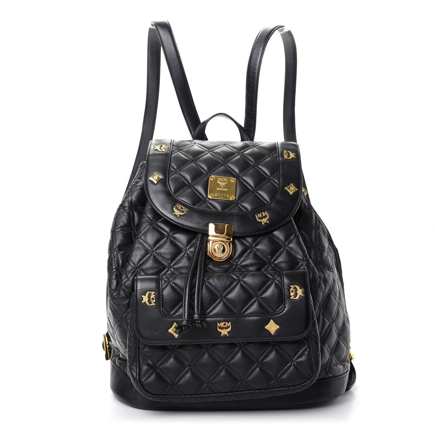Calfskin Quilted Studded Backpack Black