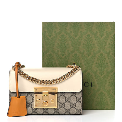 Gucci GG Supreme Monogram Calfskin Small Padlock Shoulder Bag Beige Mystic White Sun Oil 10 of 10