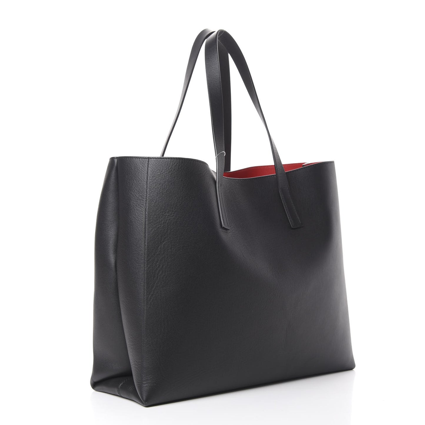 Smooth Calfskin Large VRing Tote Black Red