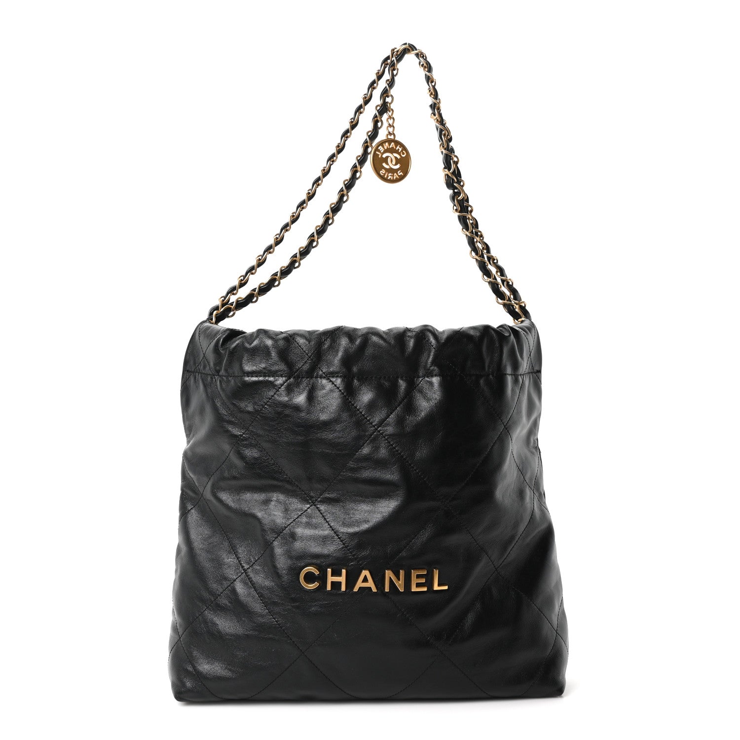Chanel Shiny Calfskin Quilted Small Chanel 22 Black 1 of 10