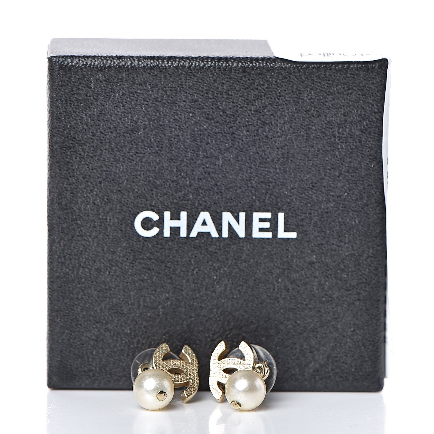Pearl Quilted CC Drop Earrings Gold