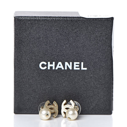 Chanel Pearl Quilted CC Drop Earrings Gold 5 of 5