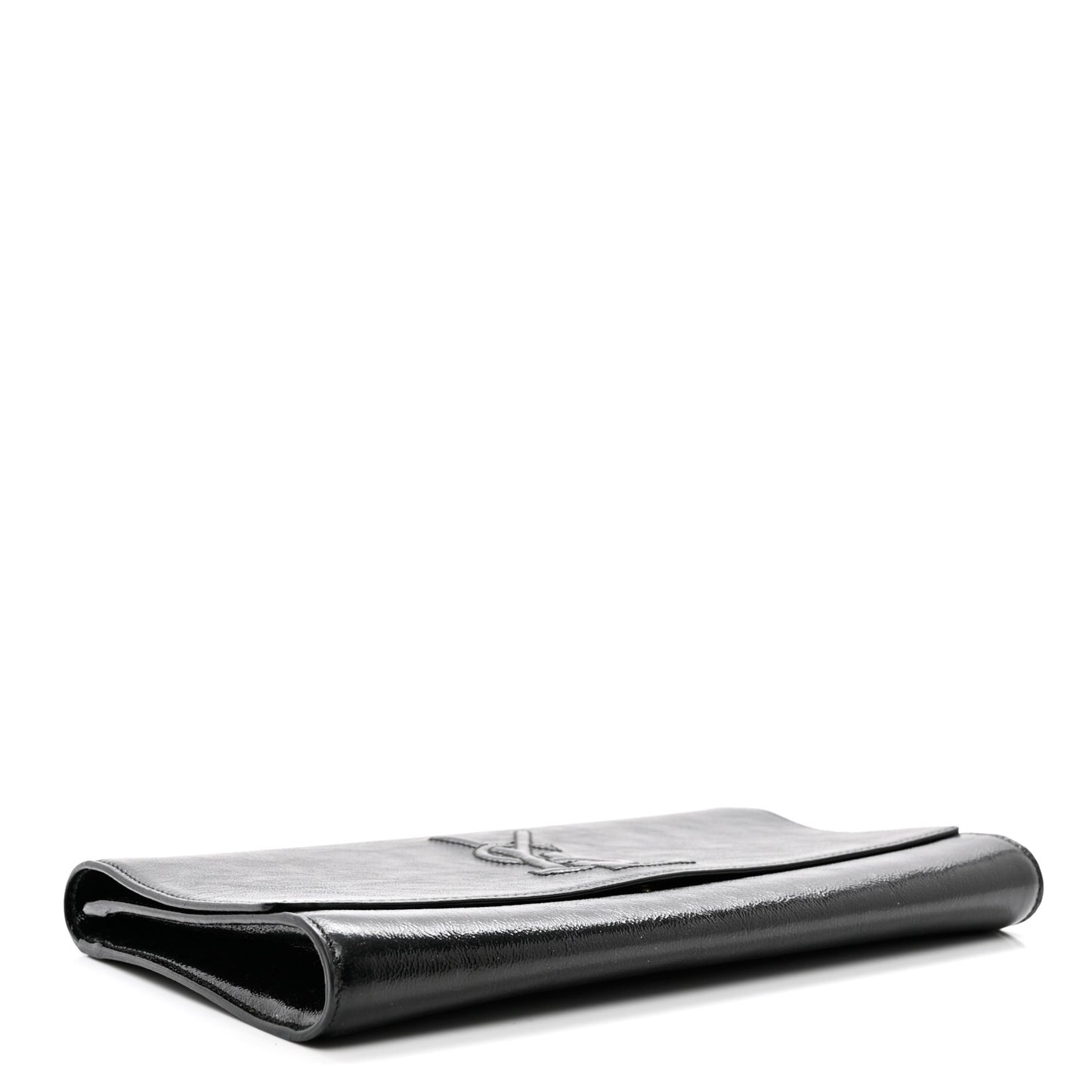 Textured Patent Monogram Large Belle De Jour Clutch Black