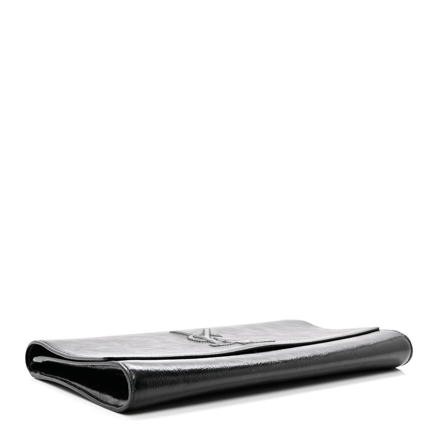 Saint Laurent Textured Patent Monogram Large Belle De Jour Clutch Black 5 of 7