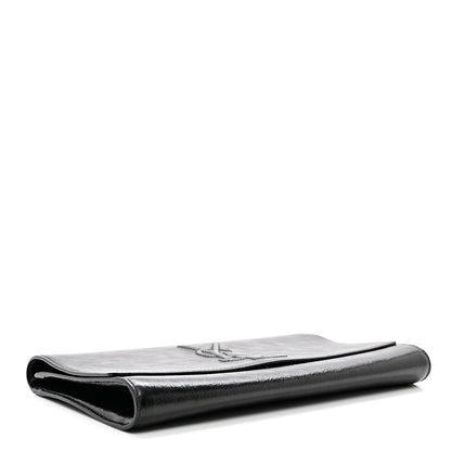 Saint Laurent Textured Patent Monogram Large Belle De Jour Clutch Black 5 of 7