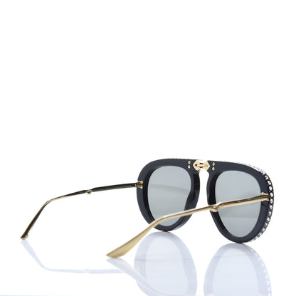 Gucci Acetate Crystal Foldable Aviator Sunglasses GG0307S Black 4 of 9