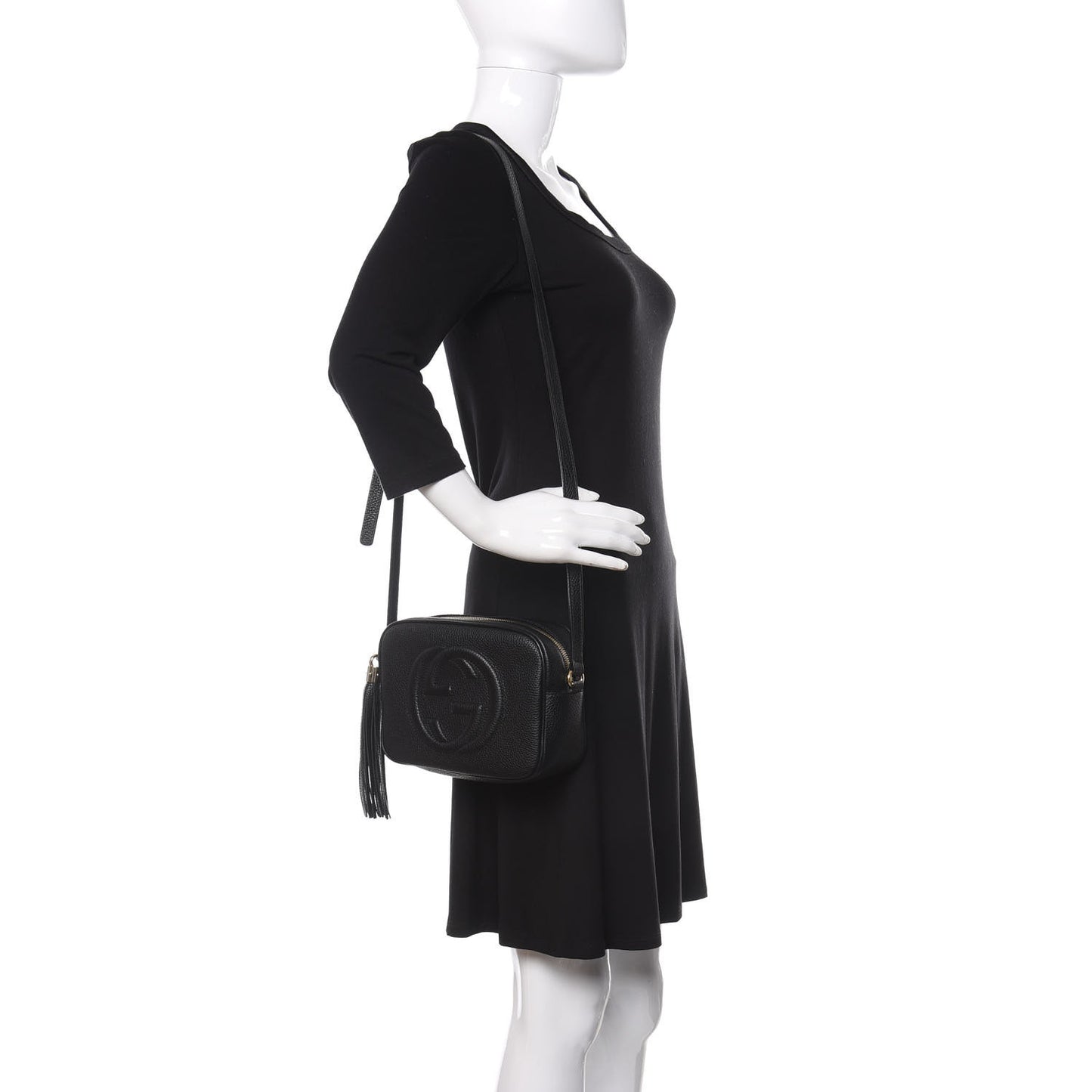 Pebbled Calfskin Small Soho Disco Bag Black