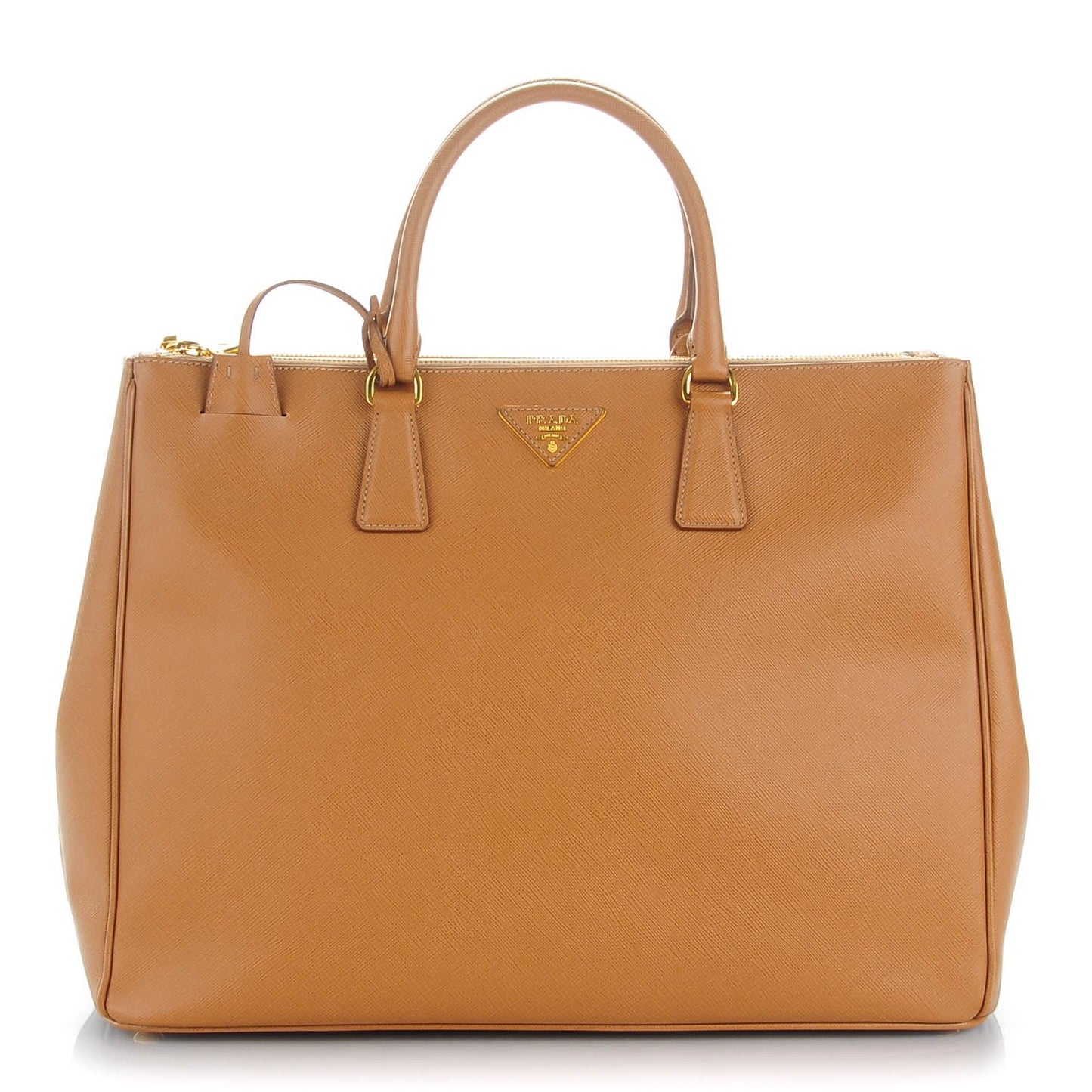 Saffiano Lux Extra Large Galleria Double Zip Tote Caramel