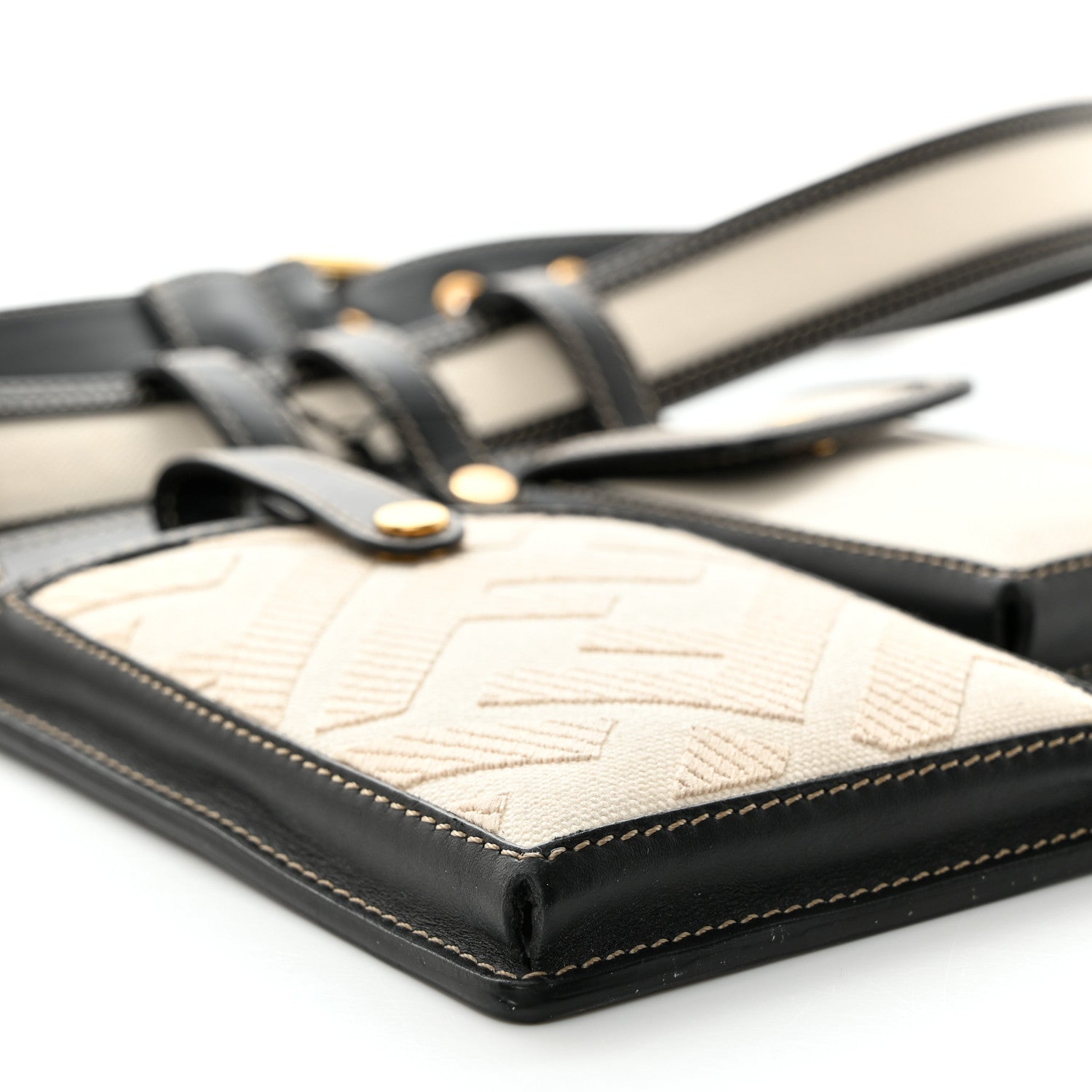 Fendi Calfskin Canvas Multi Accessory Belt Beige Black 11 of 12