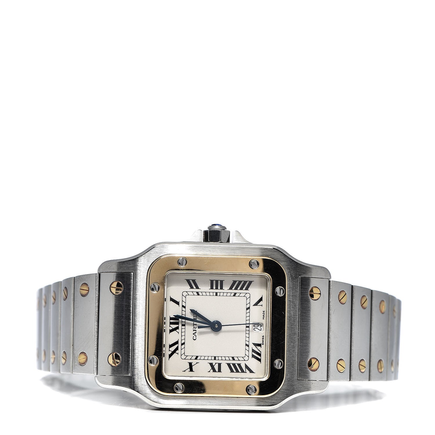 Cartier Stainless Steel 18K Yellow Gold 29mm Santos De Galbee Quartz Watch 3 of 6