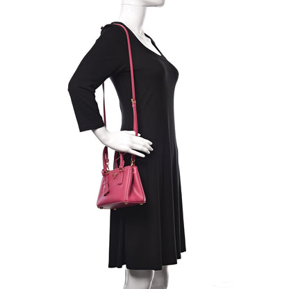Prada Saffiano Lux Micro Galleria Double Zip Tote Fuxia 2 of 10