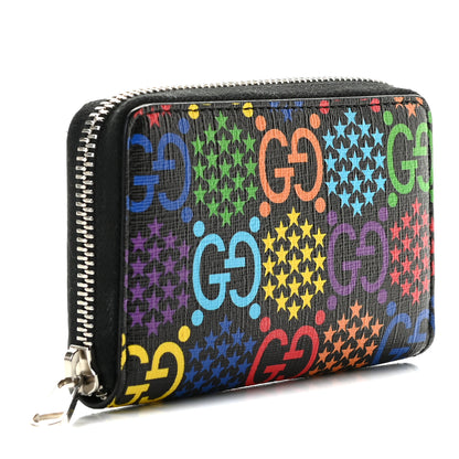 Gucci GG Supreme Monogram Psychedelic Zip Around Card Case Wallet Black 3 of 7