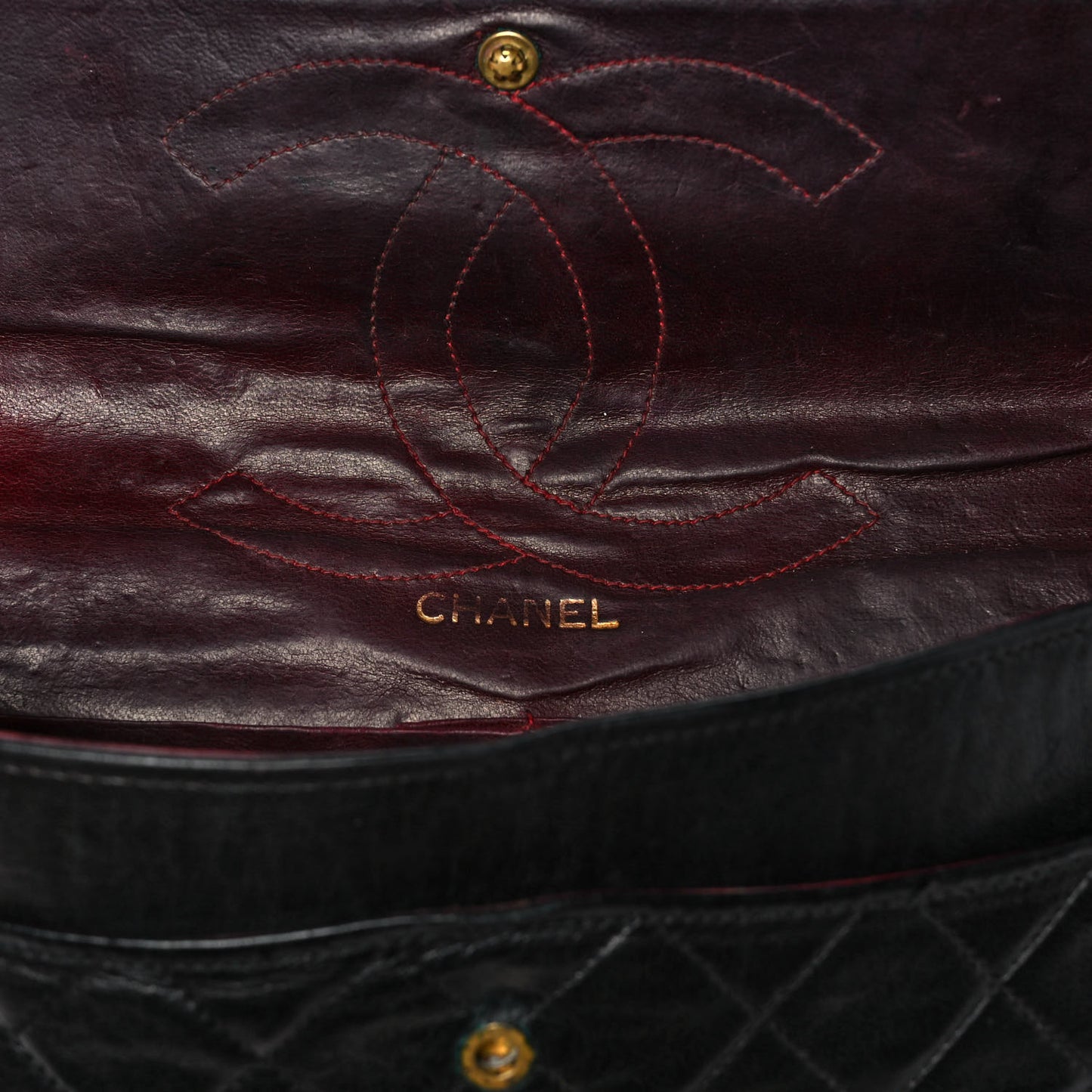 Lambskin Quilted Medium Double Flap Black