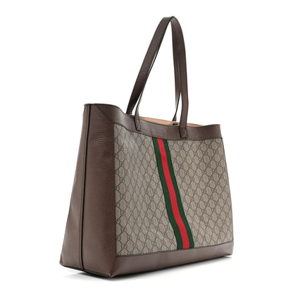 Gucci GG Supreme Monogram Web Ophidia Tote Brown 4 of 16
