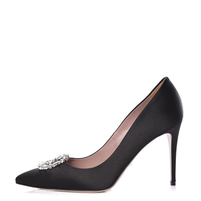Gucci Satin Sparkling GG Pumps 37.5 Black 1 of 16