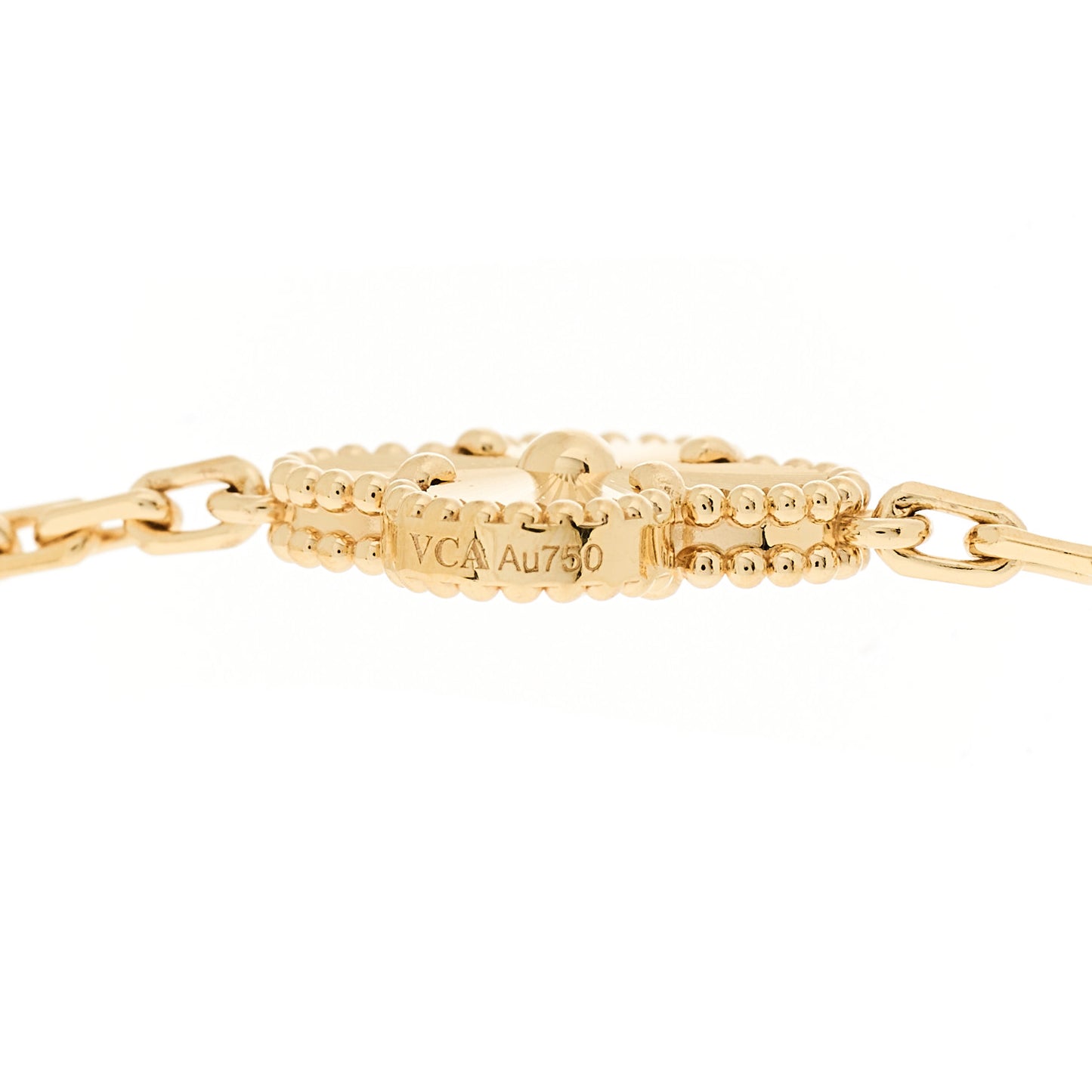 18K Yellow Gold 10 Motifs Guilloche Vintage Alhambra Necklace