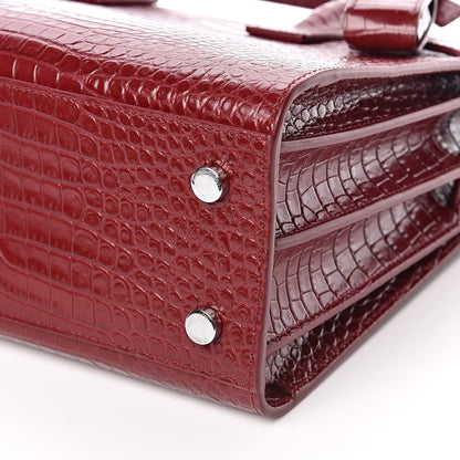 Saint Laurent Calfskin Crocodile Embossed Baby Sac De Jour Red 10 of 13
