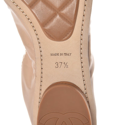 Chanel Lambskin Patent CC Elastic Cap Toe Ballerina Flats 37.5 Light Beige 6 of 10