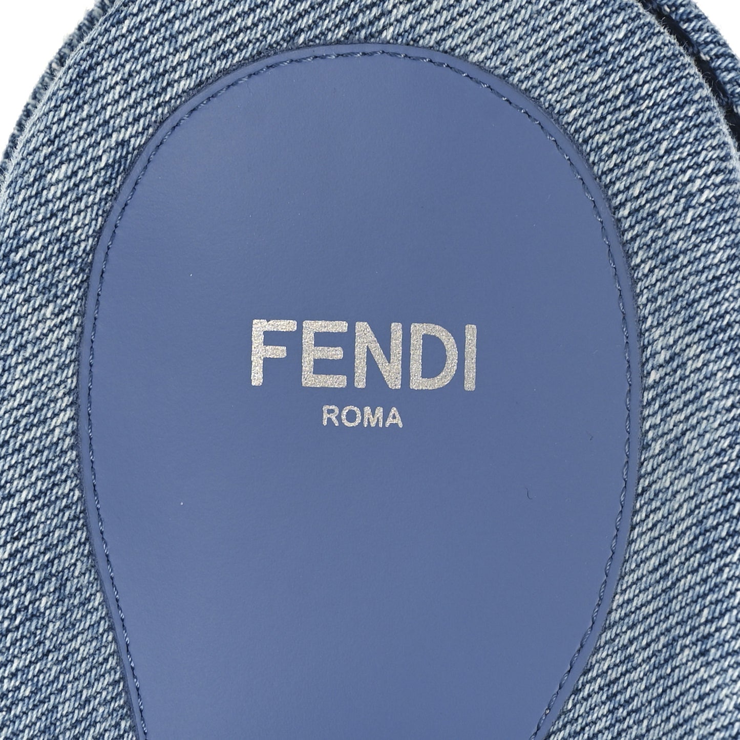 Denim FF Quilted Fendi Feel Buckled Slide Sandals 39 Blue