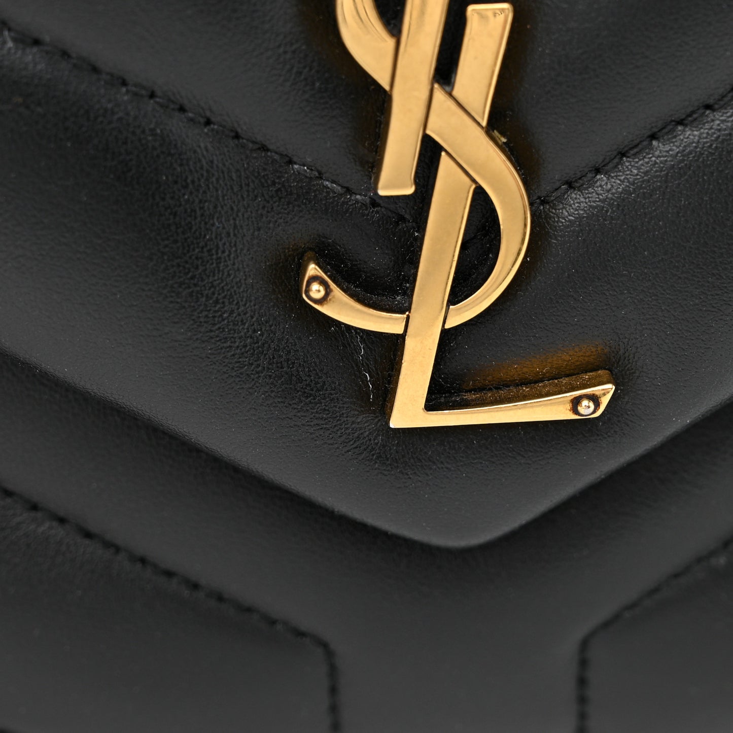 Calfskin Y Quilted Monogram Small Loulou Chain Satchel Black