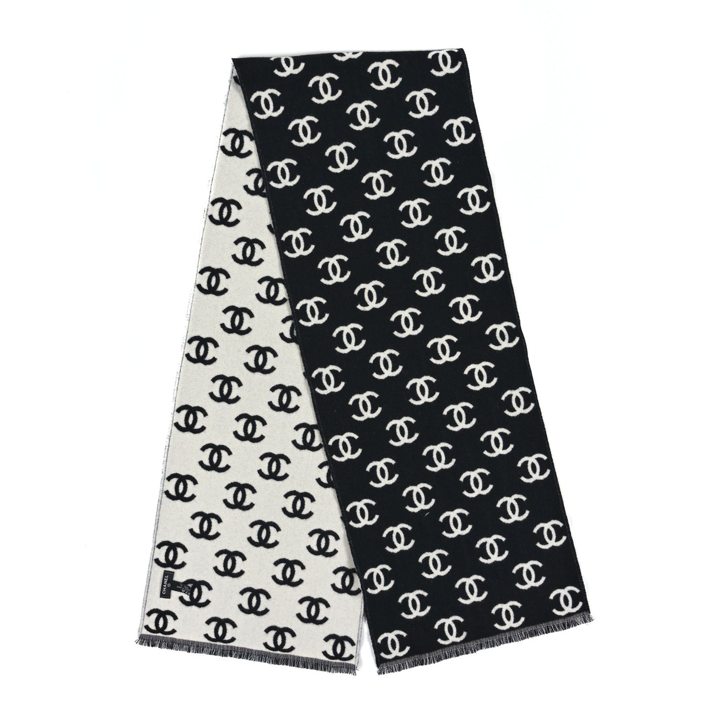 Wool Cashmere CC Scarf Black White