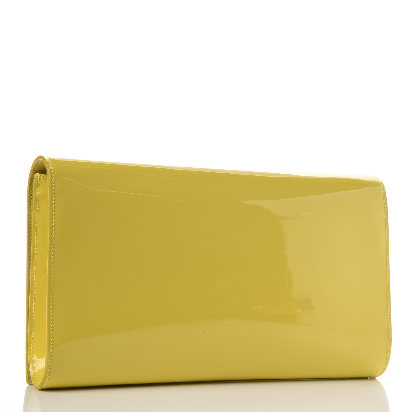 Patent Calfskin Monogram Large Belle De Jour Clutch Yellow