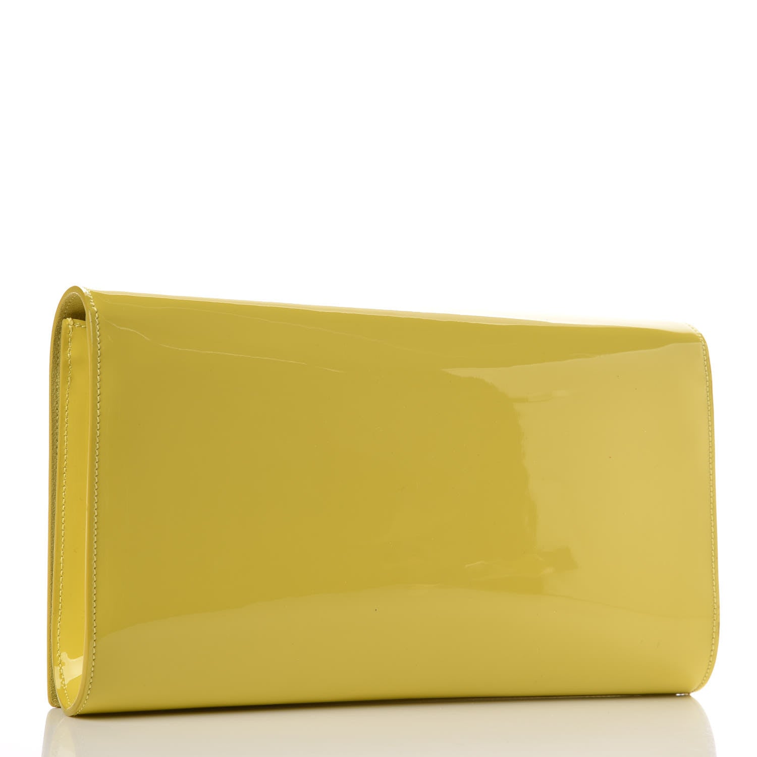 Saint Laurent Patent Calfskin Monogram Large Belle De Jour Clutch Yellow 3 of 9