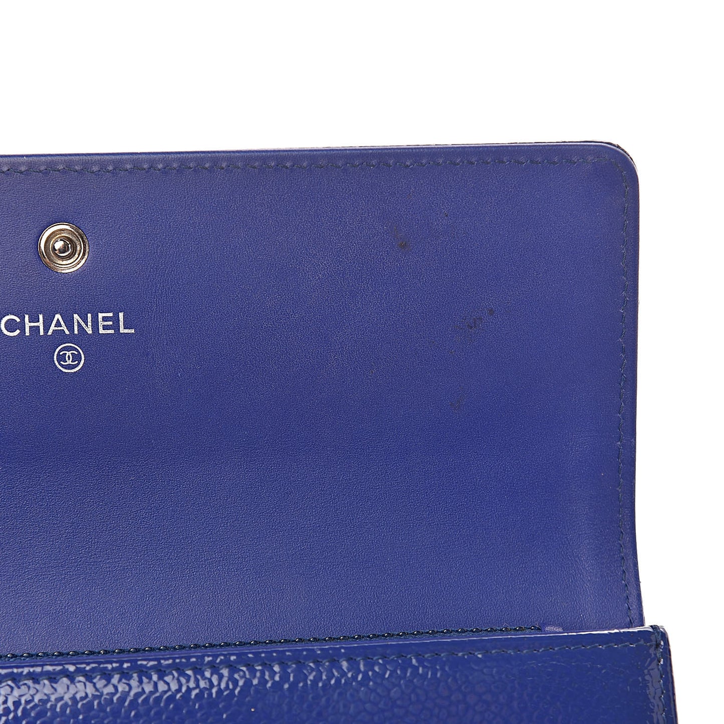 Patent Caviar Timeless CC Large Gusset Flap Wallet Blue