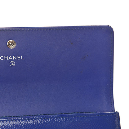 Chanel Patent Caviar Timeless CC Large Gusset Flap Wallet Blue 7 of 12