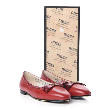 Gucci Malaga Kid Elaphe Yva Ballet Flats 38 Hibiscus Red 11 of 11