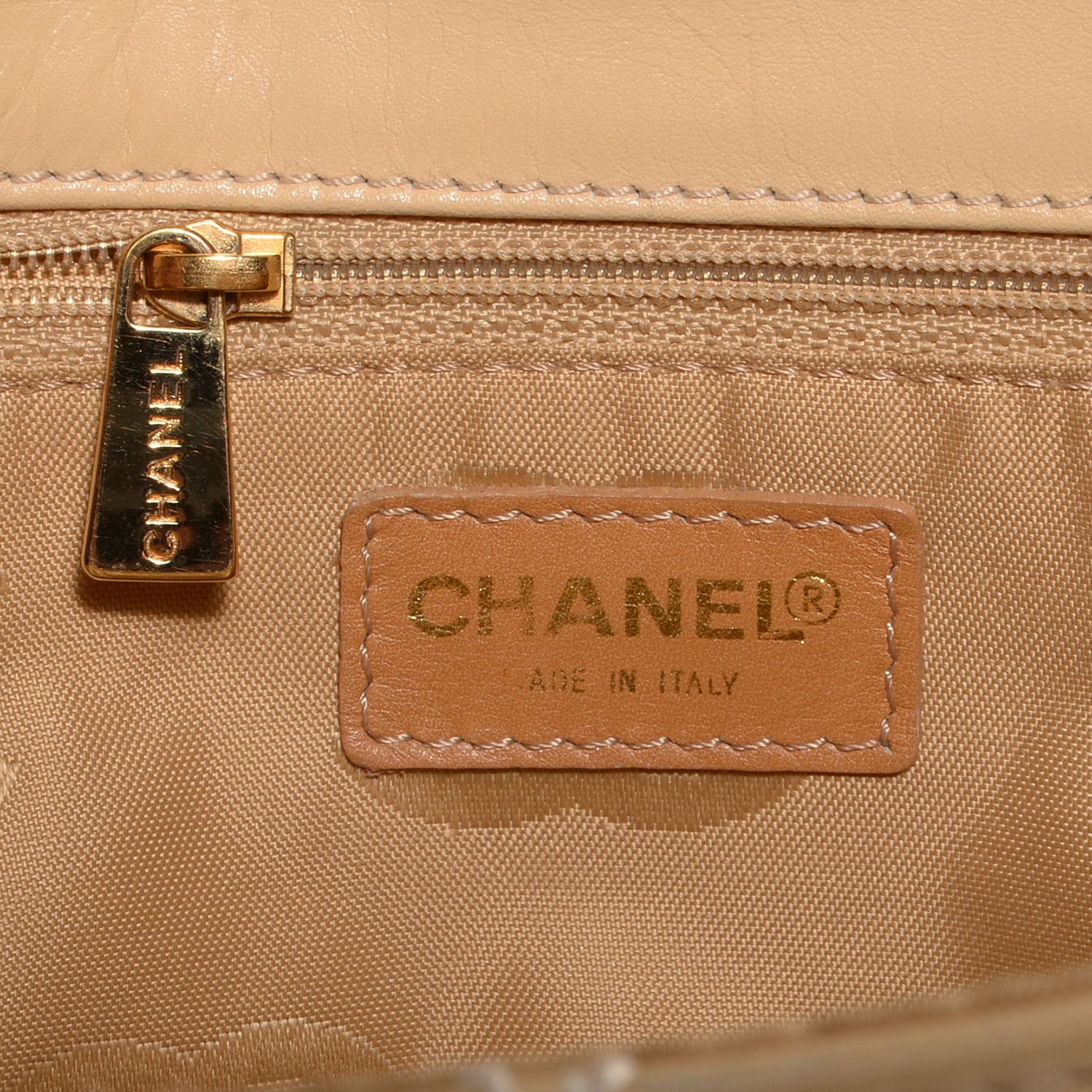 Chanel Lambskin Surpique Shoulder Bag Beige 6 of 8