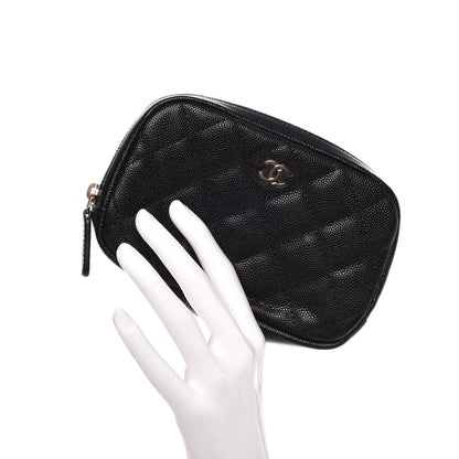 Chanel Caviar Quilted Small Curvy Pouch Cosmetic Case Black 2 of 8