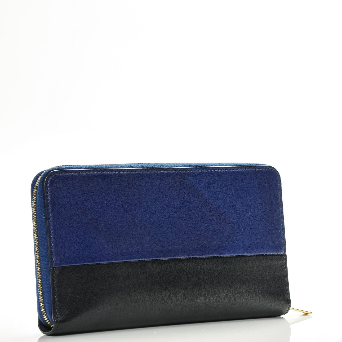 Lambskin Large Zip Around Multifunction Wallet Indigo