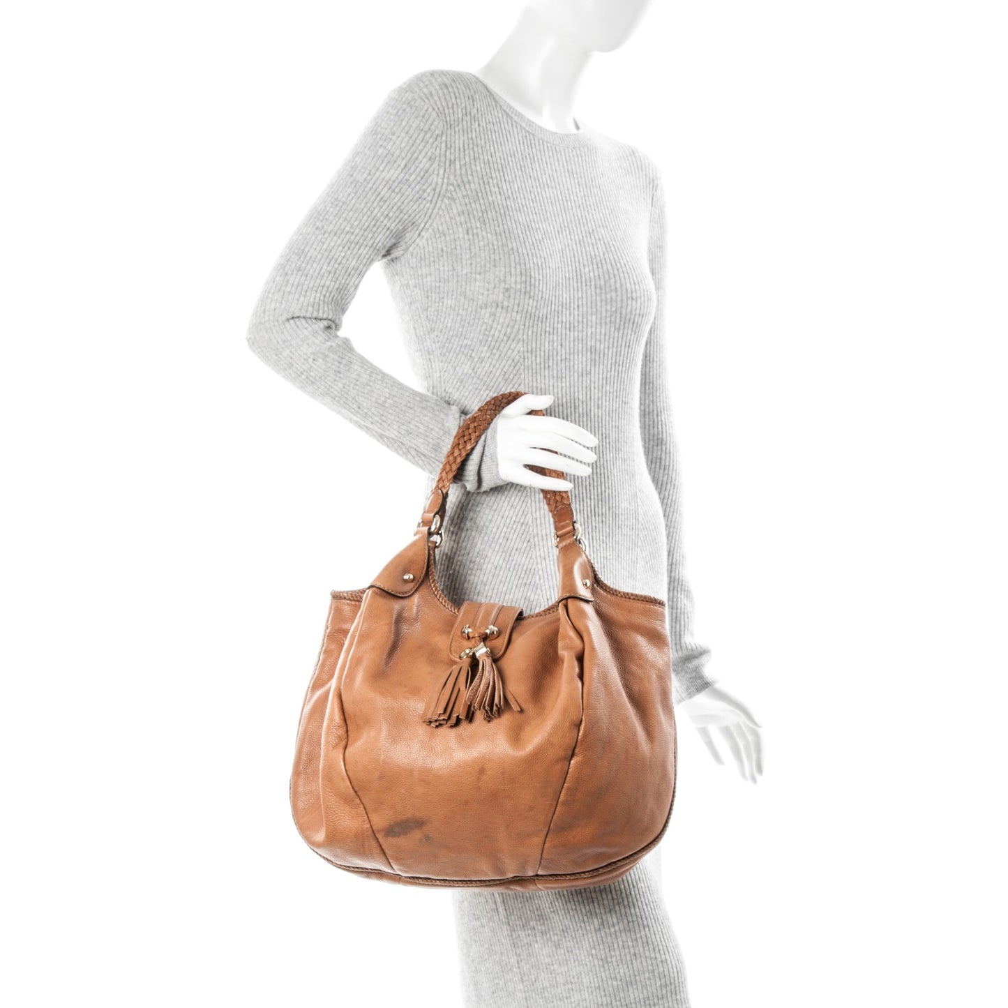 Pebbled Calfskin Medium Marrakech Shoulder Bag Camel