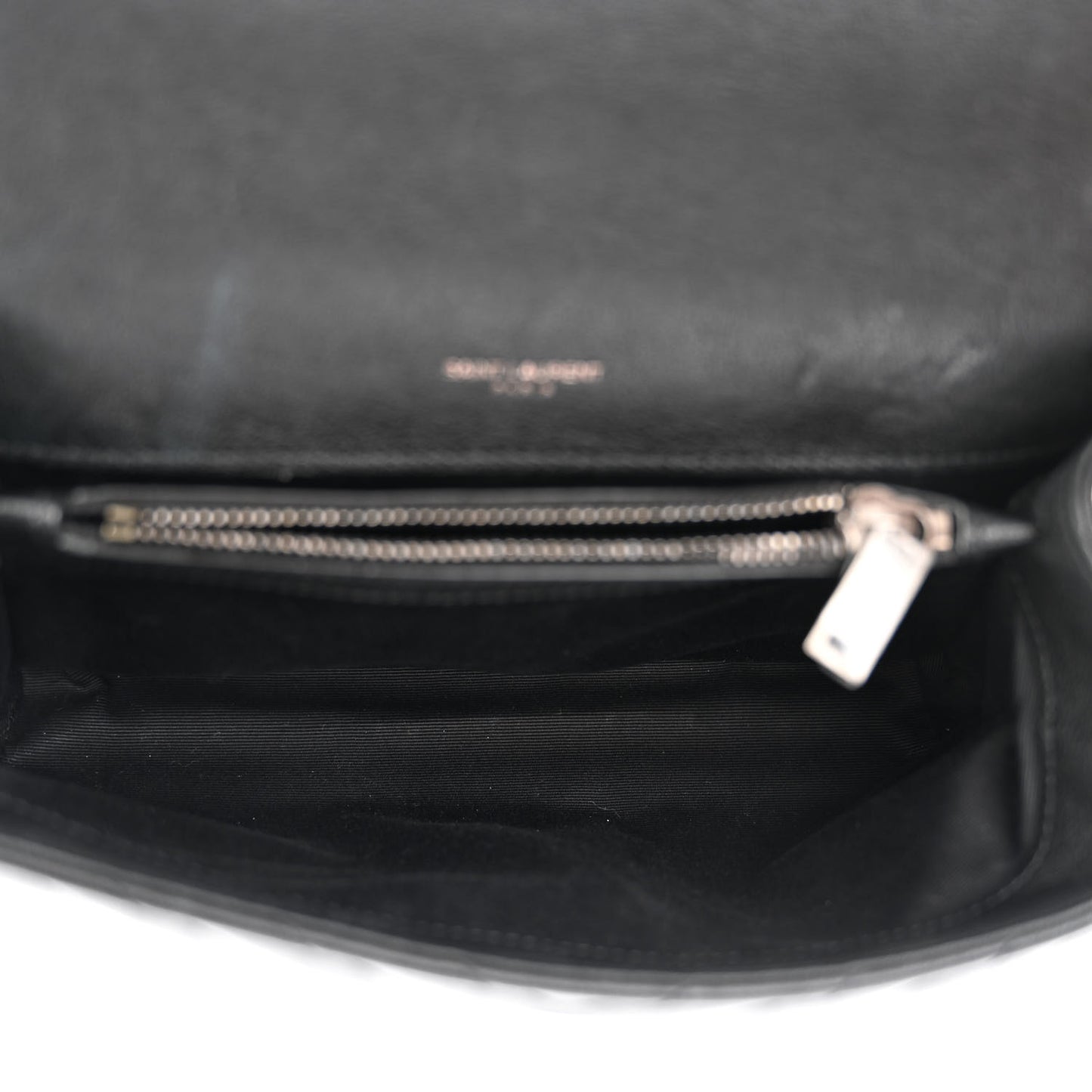 Sheepskin Matelasse Chevron Monogram Medium College Bag Black