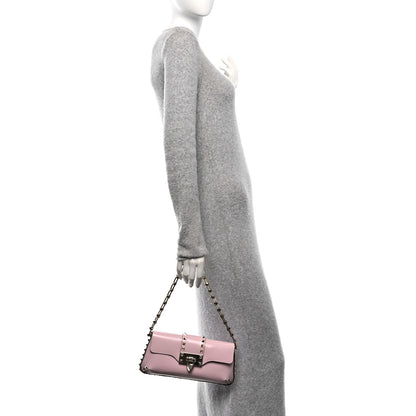 Valentino Garavani Brushed Calfskin Rockstud Flip Lock Chain Shoulder Bag Rose Quartz 2 of 9