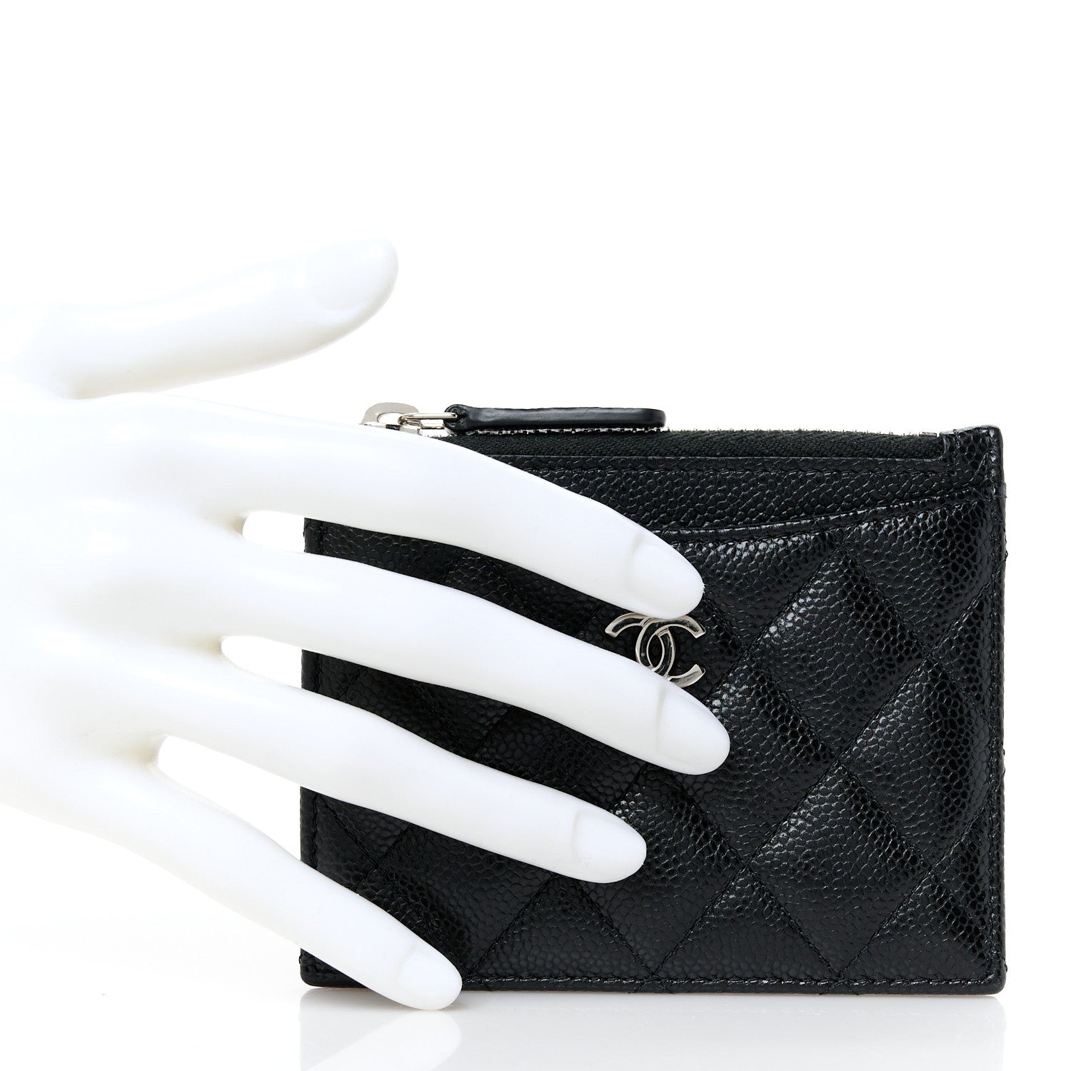 Chanel Caviar Quilted CC Zip Card Holder Black 2 of 8