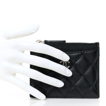 Chanel Caviar Quilted CC Zip Card Holder Black 2 of 8