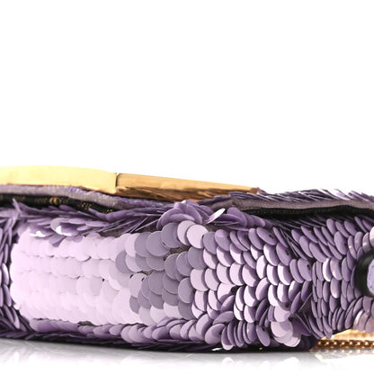 Fendi Sequin Paillettes Shiny Nappa Sex and the City Nano Maxi Buckle Baguette Charm Lilla 9 of 12