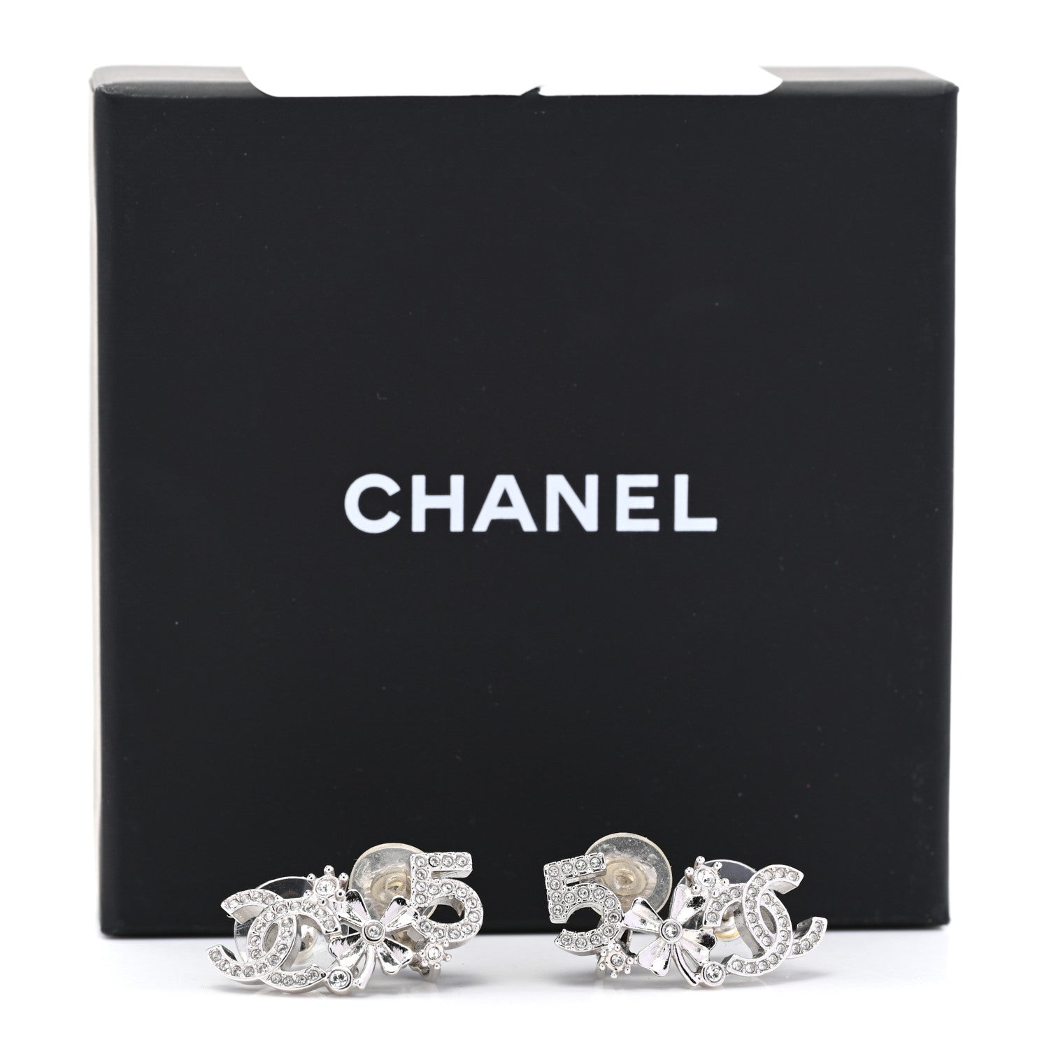Chanel Crystal Star 5 CC Earrings Silver 5 of 5