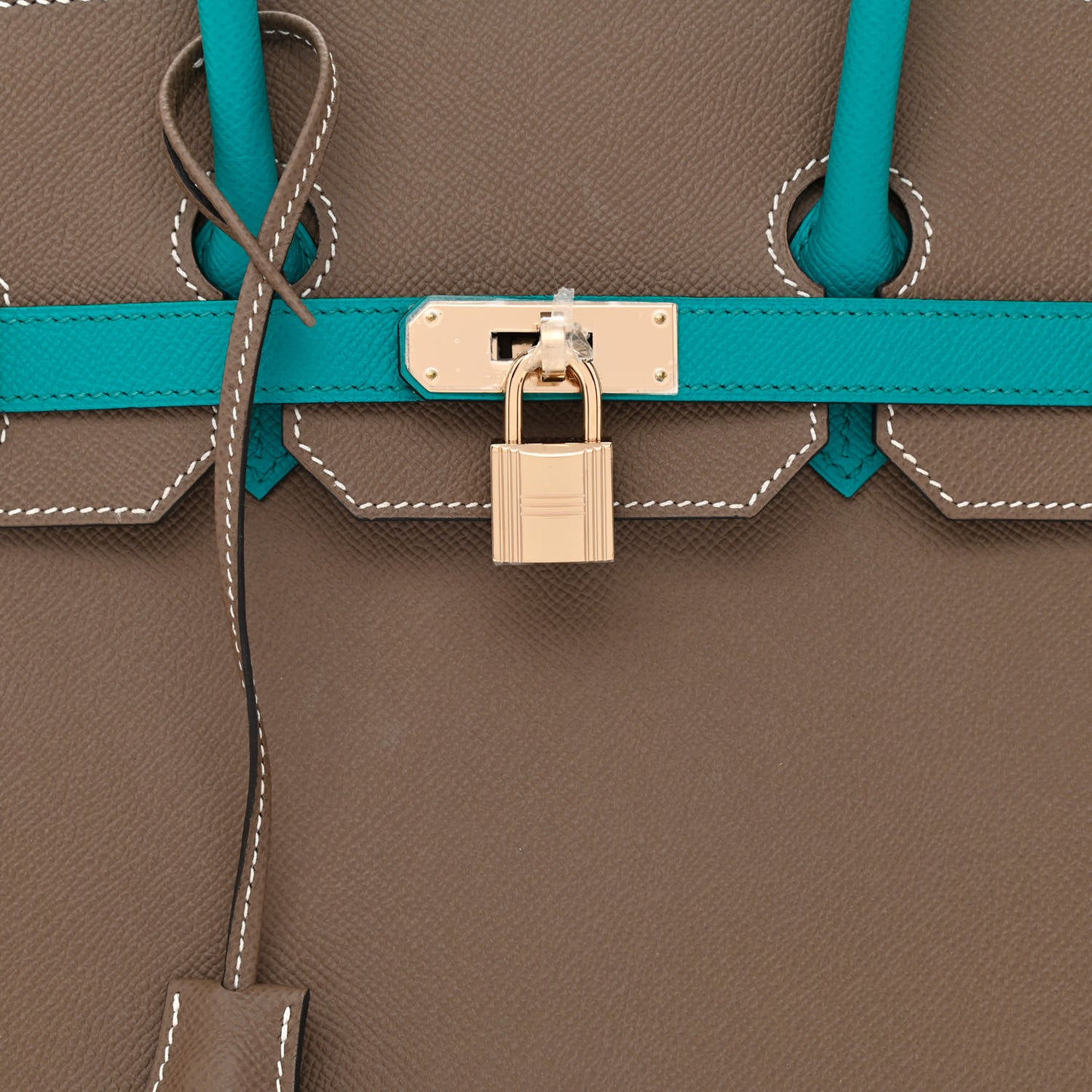 Epsom Horseshoe Birkin 35 Etoupe Bleu Paon