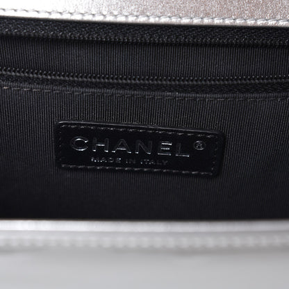 Chanel Metallic Patent Quilted New Medium Boy Flap Silver 6 of 12
