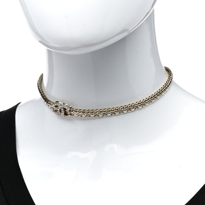 Chanel Metal Lambskin Crystal CC Choker Gold White 2 of 7