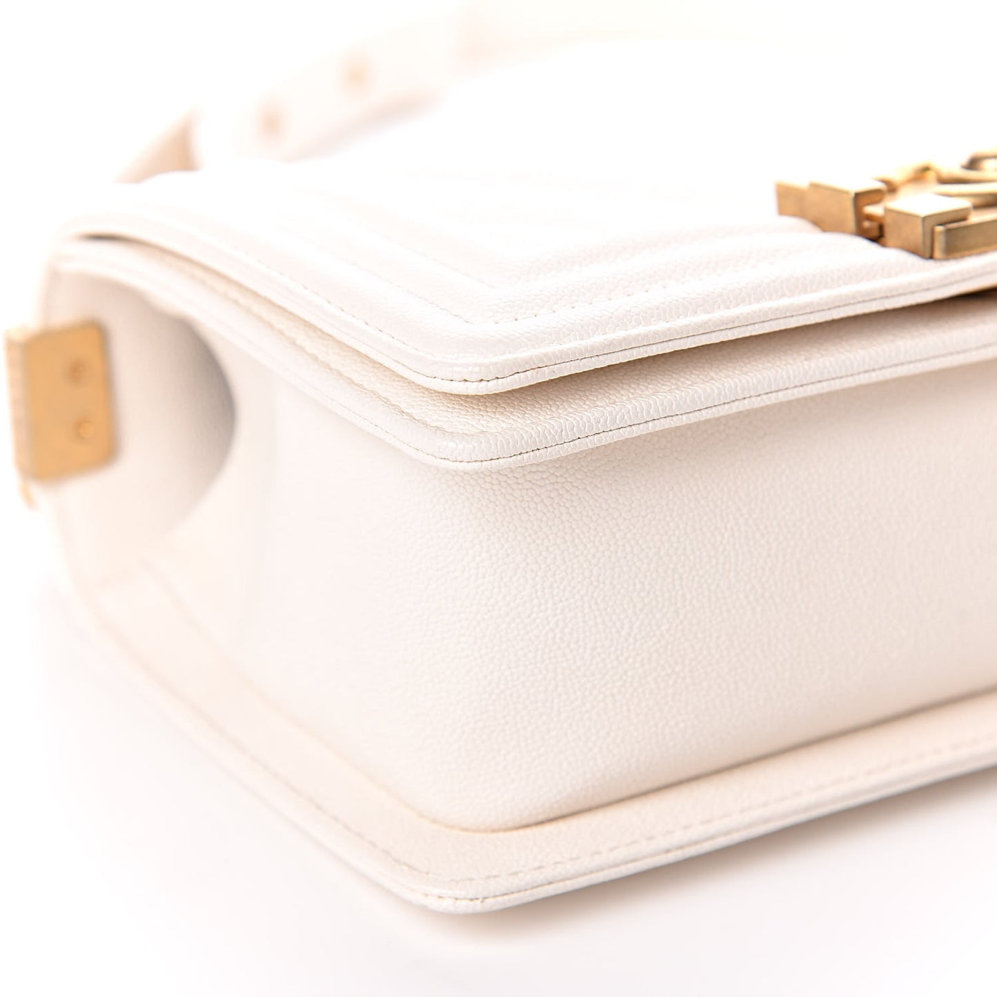 Caviar Quilted Small Boy Flap Ivory