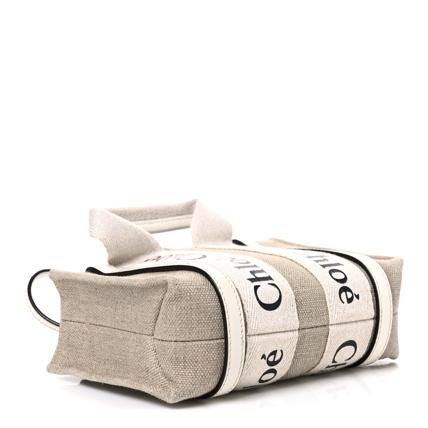 Cotton Calfskin Mini Woody Ribbon Tote White Light Brown