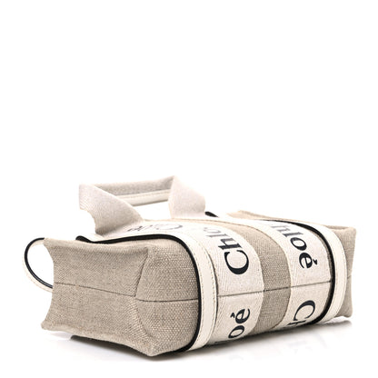 Chloe Cotton Calfskin Mini Woody Ribbon Tote White Light Brown 3 of 9
