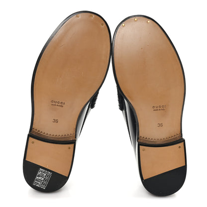 Gucci Millennial Ribot Cut Out Interlocking G Loafers 36 Black White 6 of 10