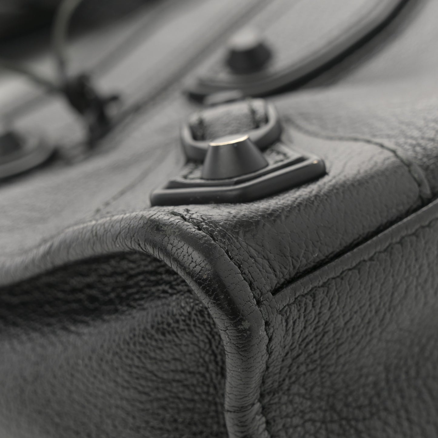 Shiny Goatskin Matte Black Metallic Edge Hardware Mini City Black