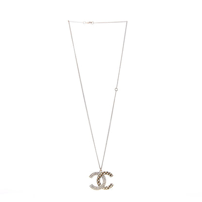 Chanel Baguette Crystal Quilted CC Pendant Necklace Gold 3 of 6